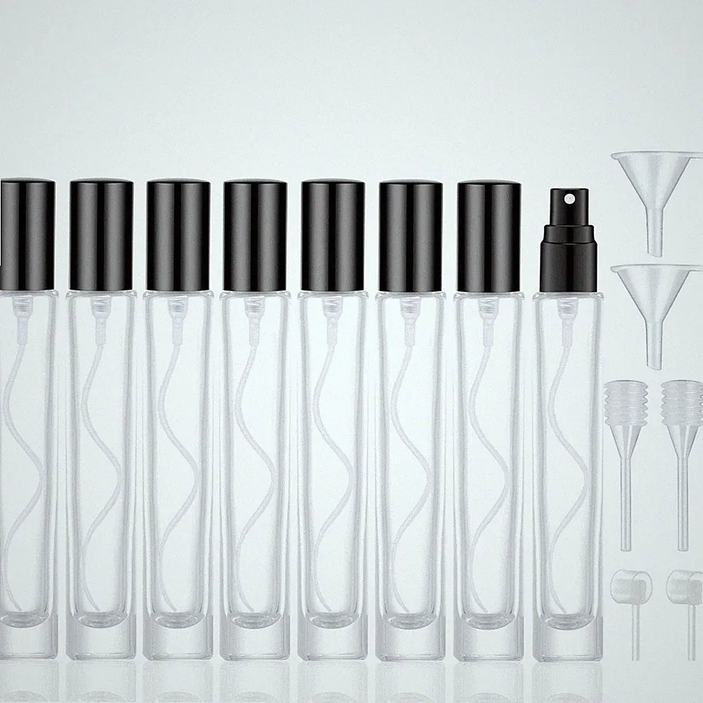 10ml Glass Perfume Atomizer Spray Bottles Refillable Travel 8Pack Black