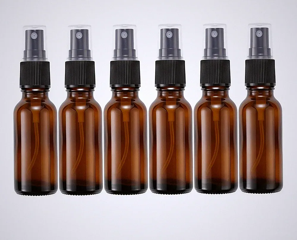 6Pcs 15ml 0.5oz Amber Glass Fine Mist Spray Bottles Refillable Travel Cosmeti...