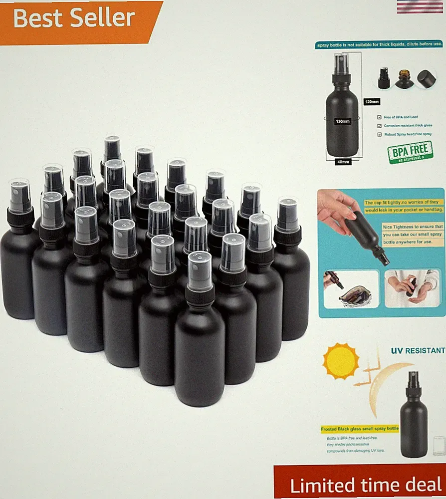 Chic 24-Pack Fine Mist 2 oz Glass Spray Bottles - Perfect for Beauty & Cleaning