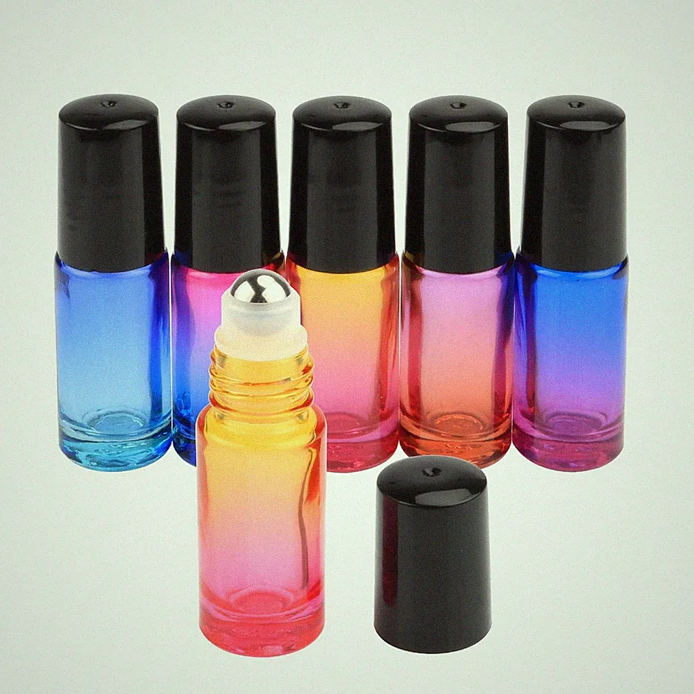 Gradient Color Roll On Bottles Thick Glass Empty Refillable Fragrance Perfume...