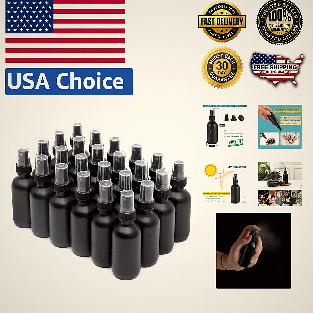 Multi-Purpose Black Frosted Spray Bottle Set - 24 x 2 oz Refillable Containers